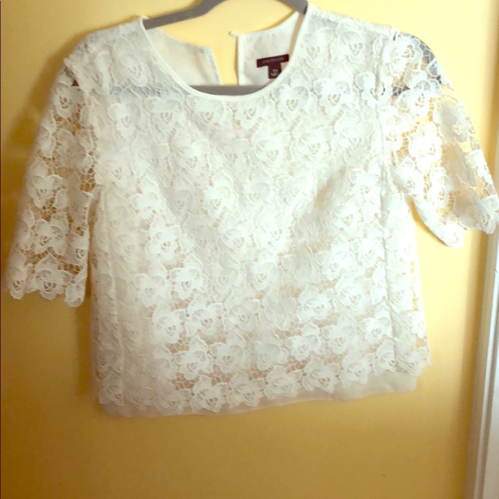 Off white laced 3/4 sleeve -Ann Taylor blouse
